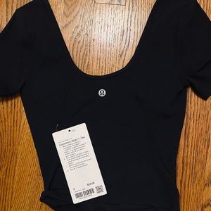 LULULEMON ALIGN TEE BLACK CROPPED SIZE 0 NEW WITH TAGS